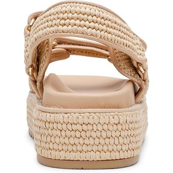Steve Madden Women's Bigmona Sandal, Natural Raffia Beige, Size 6 - Picture 4 of 7